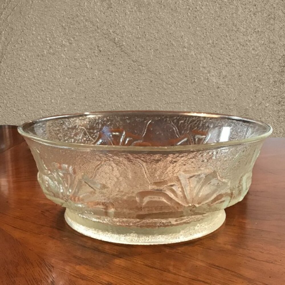 Vintage ANCHOR HOCKING "Rainflower" Clear Glass Bowl 10"
